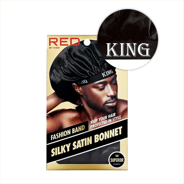 Red by Kiss Men’s Silky Satin Hair Bonnet HD212 BLACK - ANNS BEAUTY SUPPLY